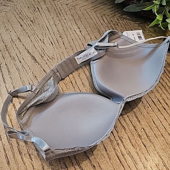 Gray wire free ribbed bra 34C NWT Nautica - Picture 6 of 7